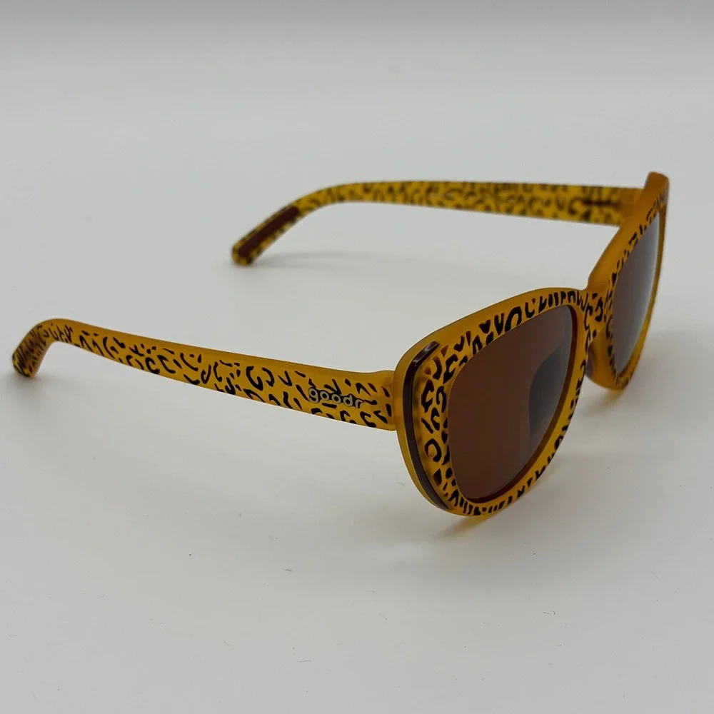 Goodr Runway Sunglasses Its Not A Cheetah Yellow Leopard Print Brown Lens